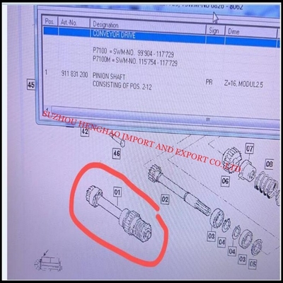 Partes n.o 911831200 PINION SHAFT Z=16 Para Sulzer Tecelagem Tecelagem Peças sobressalentes, MRO Fornecimentos para Fabricas de Tecidos