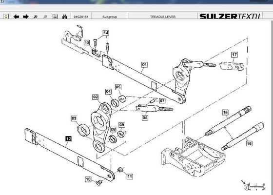O projétil de P7100 Sulzer aparece as peças sobresselentes que deflexionam e a alavanca do pedal