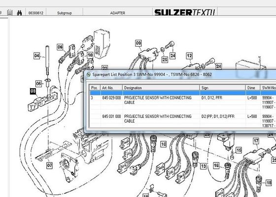 A máquina de tecelagem de Sulzer do sensor de PFR parte o sensor de Proectile com cabo de Conecting